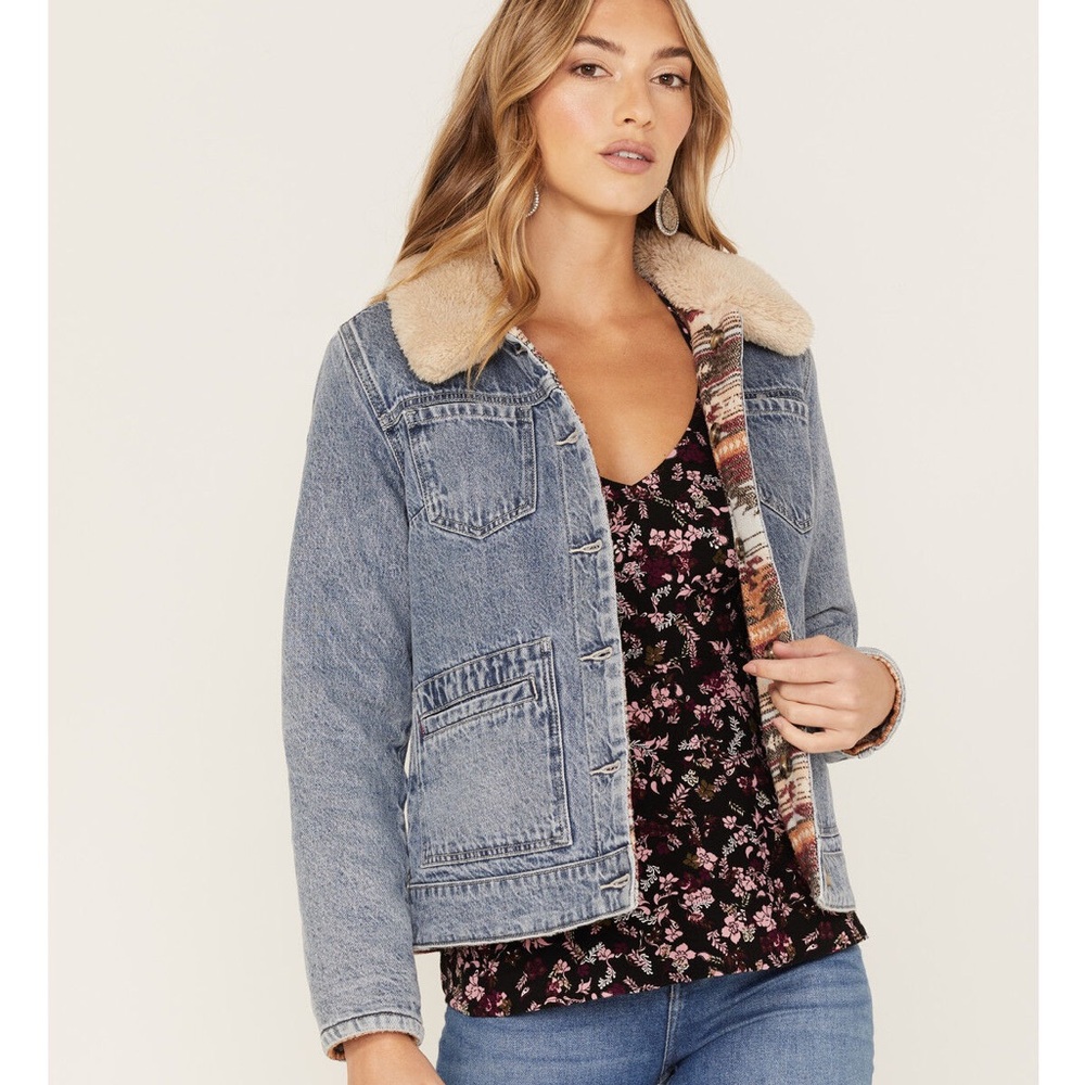 Idylwind reversible Denim Jacket with Faux Shearling Collar